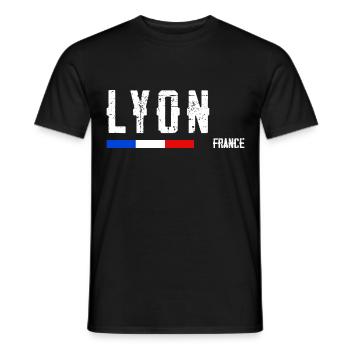I like Lyon Name of City in France - Men's T-Shirt - black - Front - AI Model Male 178 light (178cm)