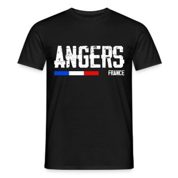 I like Angers Name of City in France - Men's T-Shirt - black - Front - AI Model Male 178 light (178cm)