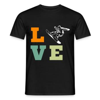 LOVE Snowboard Design – Sportlicher Style - Männer T-Shirt - Schwarz - Vorne - AI Model Male 178 light (178cm)