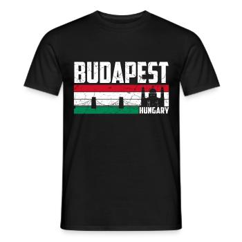 Budapest Hungary City - Men's T-Shirt - black - Front - AI Model Male 178 light (178cm)