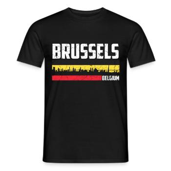 Bruxelles ville Belgique - T-shirt homme - noir - Devant - AI Model Male 178 light (178cm)