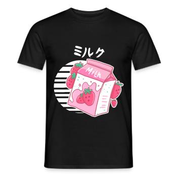 Ästhetische rosa Pastell koreanische - Männer T-Shirt - Schwarz - Vorne - AI Model Male 178 light (178cm)