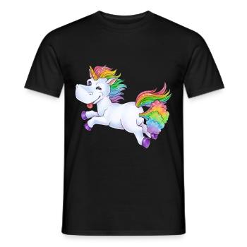 Einhorn Pups Furz Regenbogen Unicorn Rainbow Wolke - Männer T-Shirt - Schwarz - Vorne - AI Model Male 178 light (178cm)