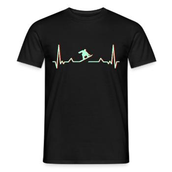 Heartbeat Snowboard Stylish - Men's T-Shirt - black - Front - AI Model Male 178 light (178cm)