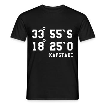 Kapstadt Koordinaten Südafrika Cape Town Urlaub - Männer T-Shirt - Schwarz - Vorne - AI Model Male 178 light (178cm)