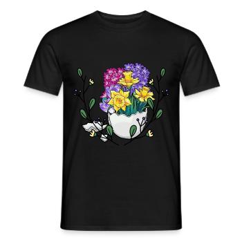 Spring Nature Wilderness Easter Egg Happy Easter Flower - Men's T-Shirt - black - Front - AI Model Male 178 light (178cm)