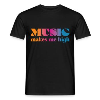 La musique me fait planer - T-shirt homme - noir - Devant - AI Model Male 178 light (178cm)