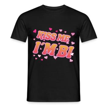 Kiss me i ́m Bi, cool bisexuality design - Men's T-Shirt - black - Front - AI Model Male 178 light (178cm)