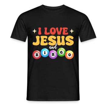 Ich liebe Jesus und Bingo - Männer T-Shirt - Schwarz - Vorne - AI Model Male 178 light (178cm)