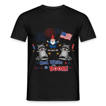 Raccoon 4th of July Fireworks Party - Men's T-Shirt - black - Front - AI Model Male 178 light (178cm)