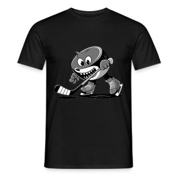 eis hockey puck illustration vektor zeichnung - Männer T-Shirt - Schwarz - Vorne - AI Model Male 178 light (178cm)