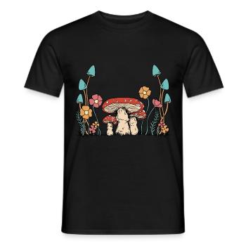 Herbst Blumen Pilze Natur Flora Botanik - Männer T-Shirt - Schwarz - Vorne - AI Model Male 178 light (178cm)