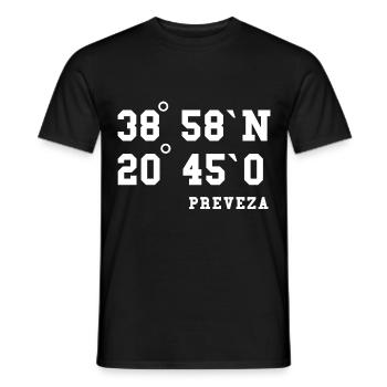 Preveza Koordinaten Griechenland Urlaub Idee - Männer T-Shirt - Schwarz - Vorne - AI Model Male 178 light (178cm)
