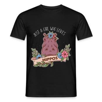 Nur ein Mädchen, das Nilpferde liebt Nilpferd - Männer T-Shirt - Schwarz - Vorne - AI Model Male 178 light (178cm)