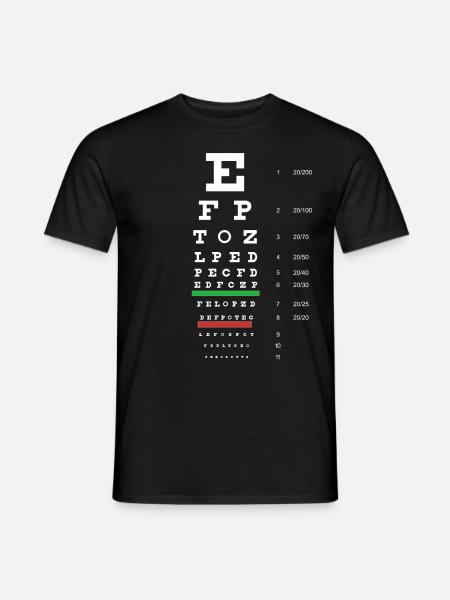 Snellen-Augendiagramm - Männer T-Shirt - Schwarz