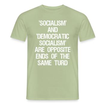 Anti Democratic Socialism - Men's T-Shirt - sage - Front - AI Model Male 178 light (178cm)