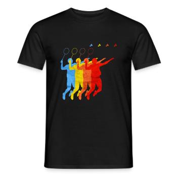 BADMINTON Federball T-Shirt Retro Vintage - Men's T-Shirt - black - Front - AI Model Male 178 light (178cm)