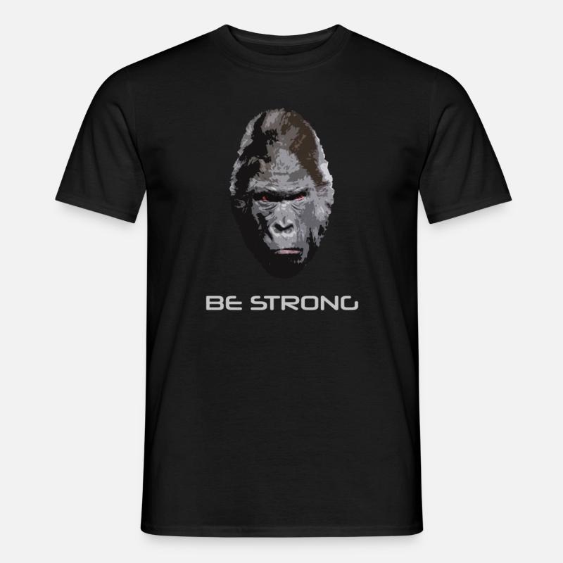 Cooler, böse guckender Gorilla - BE STRONG - Männer T-Shirt - Schwarz