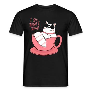 Je fais ce que je veux Chat drĂ´le - T-shirt homme - noir - Devant - AI Model Male 178 light (178cm)