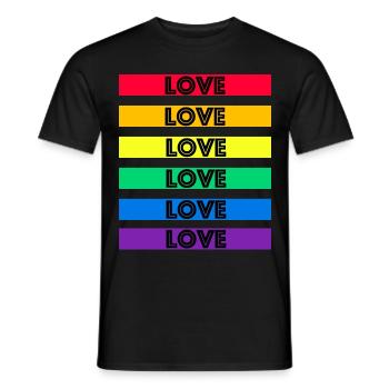 Love Shirt Gay LGBT Shirt Love is Love CSD Rainbow - T-shirt homme - noir - Devant - AI Model Male 178 light (178cm)