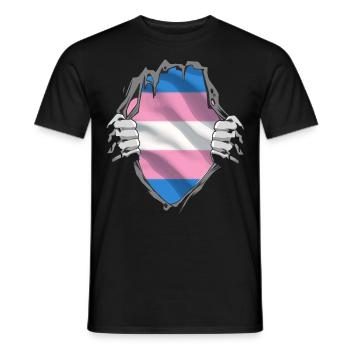 Trans flag on the chest Gift Pride - Men's T-Shirt - black - Front - AI Model Male 178 light (178cm)