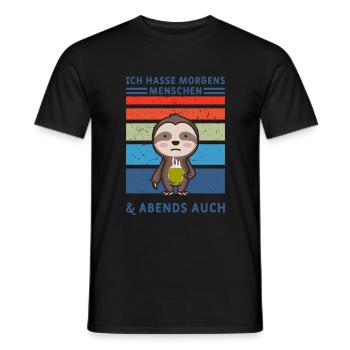 Ich hasse morgens Menschen und Abends auch Design - Männer T-Shirt - Schwarz - Vorne - AI Model Male 178 light (178cm)