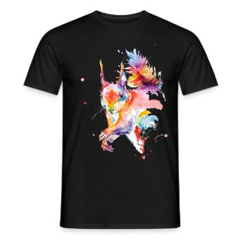 Buntes Aquarell Eichhörnchen - Männer T-Shirt - Schwarz - Vorne - AI Model Male 178 light (178cm)