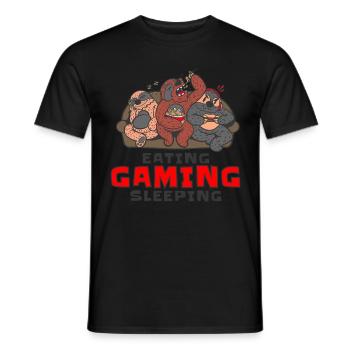 Eating Gaming Sleeping Faultiere auf Couch Design - Männer T-Shirt - Schwarz - Vorne - AI Model Male 178 light (178cm)