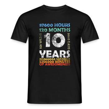 10 Years 120 Months Awesomeness 10th Birthday - Männer T-Shirt - Schwarz - Vorne - AI Model Male 178 light (178cm)