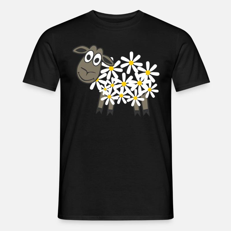 Schäfchen Gänseblümchen Schaf Schafe - Männer T-Shirt - Schwarz