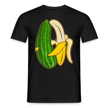 Banane und Gurke in Umarmung - Männer T-Shirt - Schwarz - Vorne - AI Model Male 178 light (178cm)