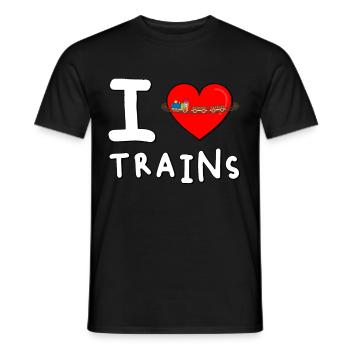 I Love Trains - Men's T-Shirt - black - Front - AI Model Male 178 light (178cm)