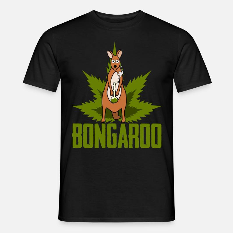 Känguru mit Hanf Wasserpfeife Kängurus - Männer T-Shirt - Schwarz