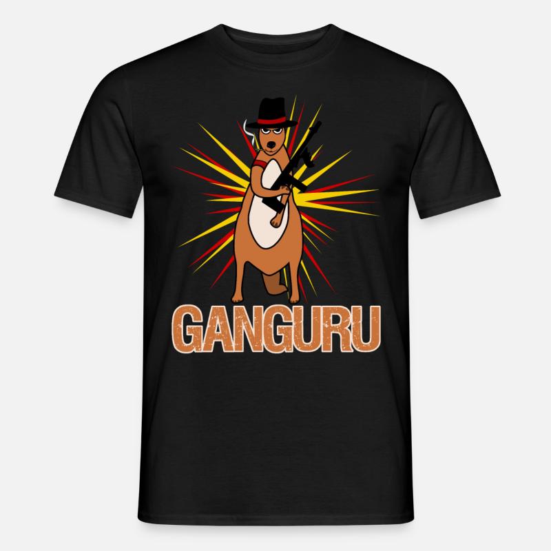 Känguru mit Waffe Kängurus - Männer T-Shirt - Schwarz