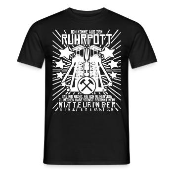 Ruhrgebiet Bergbau Mittelfinger Ruhrpott - Männer T-Shirt - Schwarz - Vorne - AI Model Male 178 light (178cm)