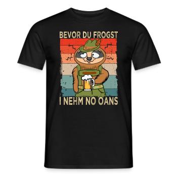 Bierliebhaber - Faultier Spruch bayrisch - Männer T-Shirt - Schwarz - Vorne - AI Model Male 178 light (178cm)