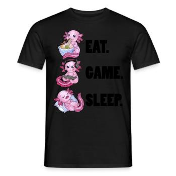 Eat Game Sleep - Cute Axolotl tolle Geschenkidee - Männer T-Shirt - Schwarz - Vorne - AI Model Male 178 light (178cm)