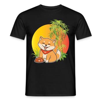 Shiba Inu Japanese Dog / Hunting Dog, Japan - Men's T-Shirt - black - Front - AI Model Male 178 light (178cm)