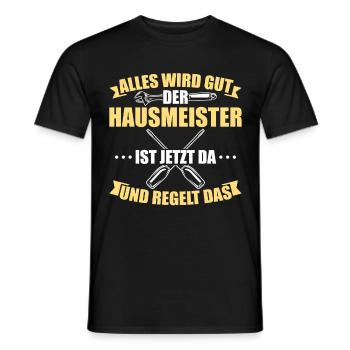 Hausmeister ist da und regelt das / Handwerker - Männer T-Shirt - Schwarz - Vorne - AI Model Male 178 light (178cm)