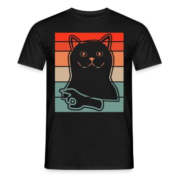 Regardé dans Chat Regardé dans - T-shirt homme - noir - Devant - AI Model Male 178 light (178cm)