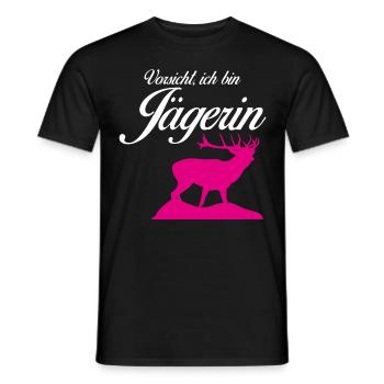 Jägerin Jagd Hirsche Revier Jäger - Männer T-Shirt - Schwarz - Vorne - AI Model Male 178 light (178cm)