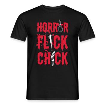 Horror Flick Chick Horror Movie, Movie Lover Girls - Men's T-Shirt - black - Front - AI Model Male 178 light (178cm)