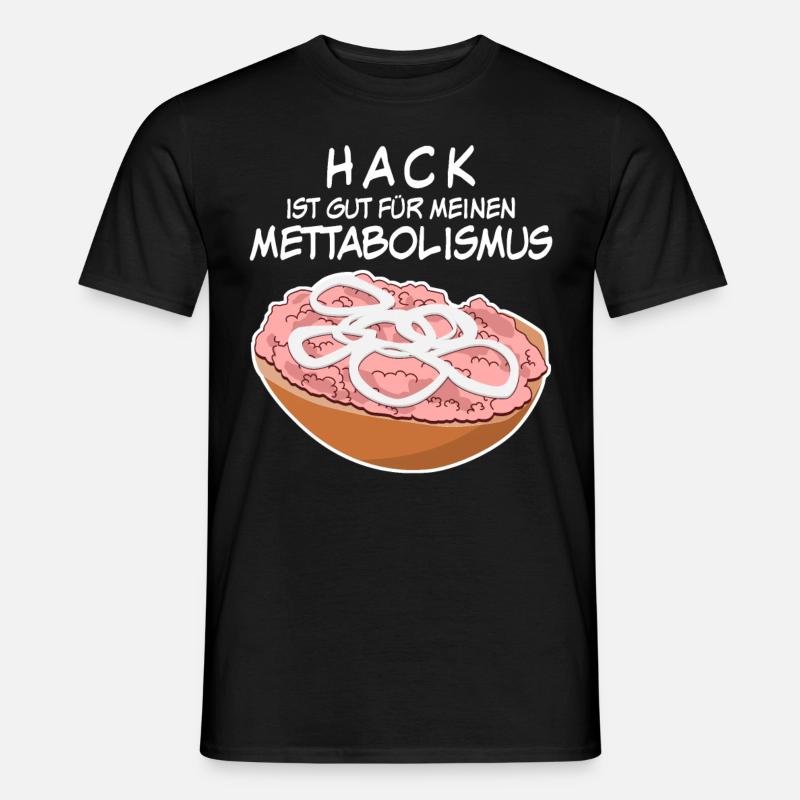 Mettbrötchen Hackfleisch Mett Mettigel - Männer T-Shirt - Schwarz