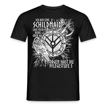 Schildmaid Wikinger Spruch Berserker - Männer T-Shirt - Schwarz - Vorne - AI Model Male 178 light (178cm)