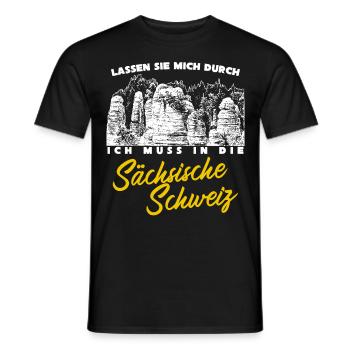 Sächsische Schweiz Elbsandsteingebirge - Männer T-Shirt - Schwarz - Vorne - AI Model Male 178 light (178cm)