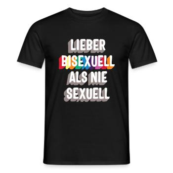 Lieber Bisexuell als nie Sexuell / LGBTQ, CSD Gay - Männer T-Shirt - Schwarz - Vorne - AI Model Male 178 light (178cm)