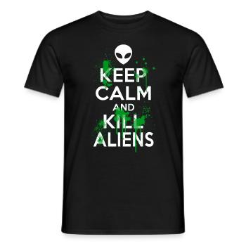 Bleib ruhig und töte Aliens Carry On UFO Head Alien - Männer T-Shirt - Schwarz - Vorne - AI Model Male 178 light (178cm)