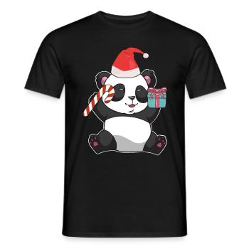 Panda de Noël - T-shirt homme - noir - Devant - AI Model Male 178 light (178cm)