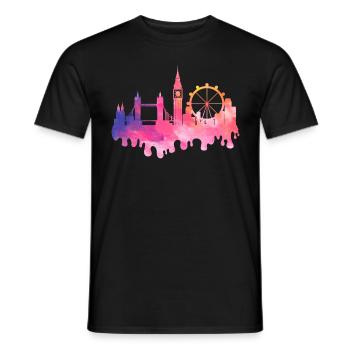 London England UK Stadt Skyline Splash Bunt - Männer T-Shirt - Schwarz - Vorne - AI Model Male 178 light (178cm)