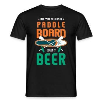 Tout ce dont vous avez besoin est une planche à pagaie et de la bière - T-shirt homme - noir - Devant - AI Model Male 178 light (178cm)